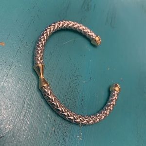 Silver and gold basket weave cuff bracelet